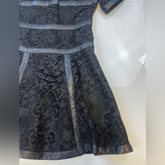 The Kooples Botanique Lace Dress with Leather Trim N105-1 - Picture 9 of 12